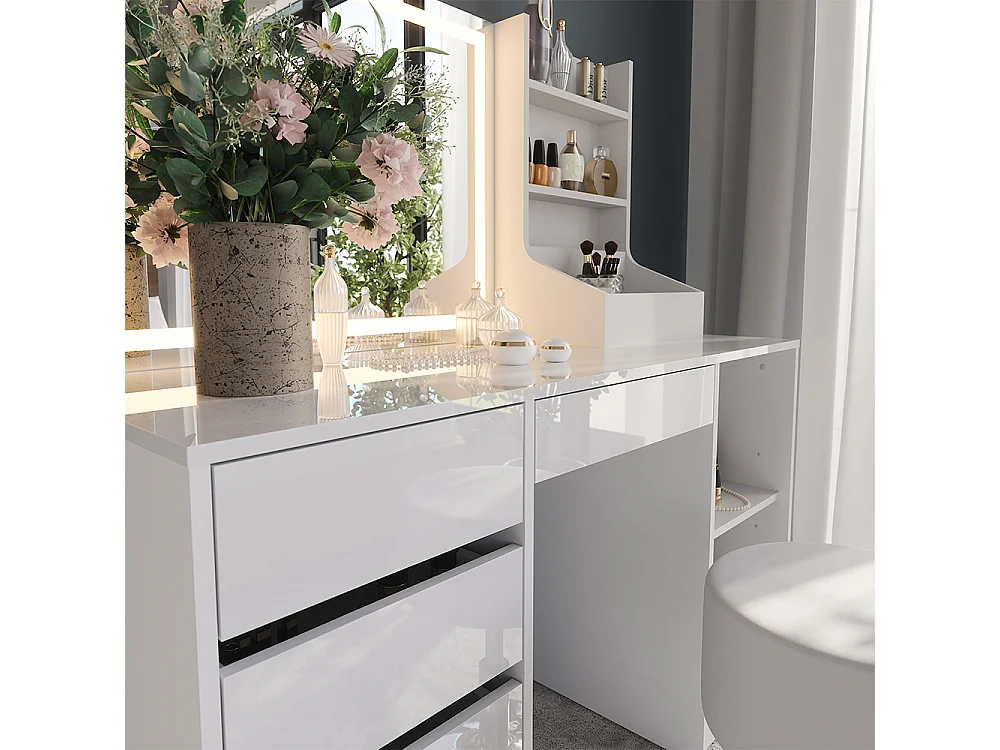 Coiffeuse blanc/blanc brillant 128.2x50.1x76 sherry