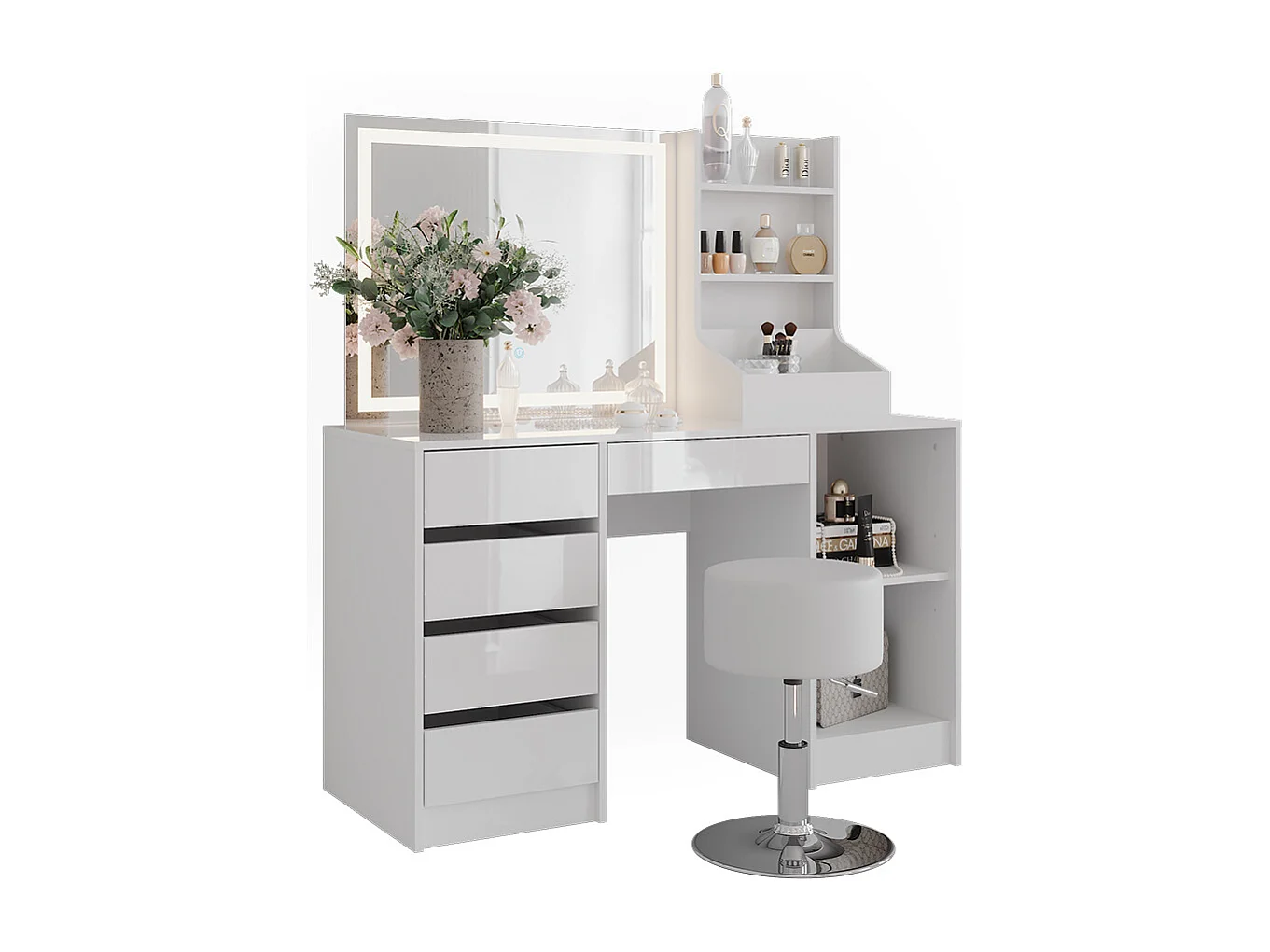 Coiffeuse blanc/blanc brillant 128.2x50.1x76 sherry