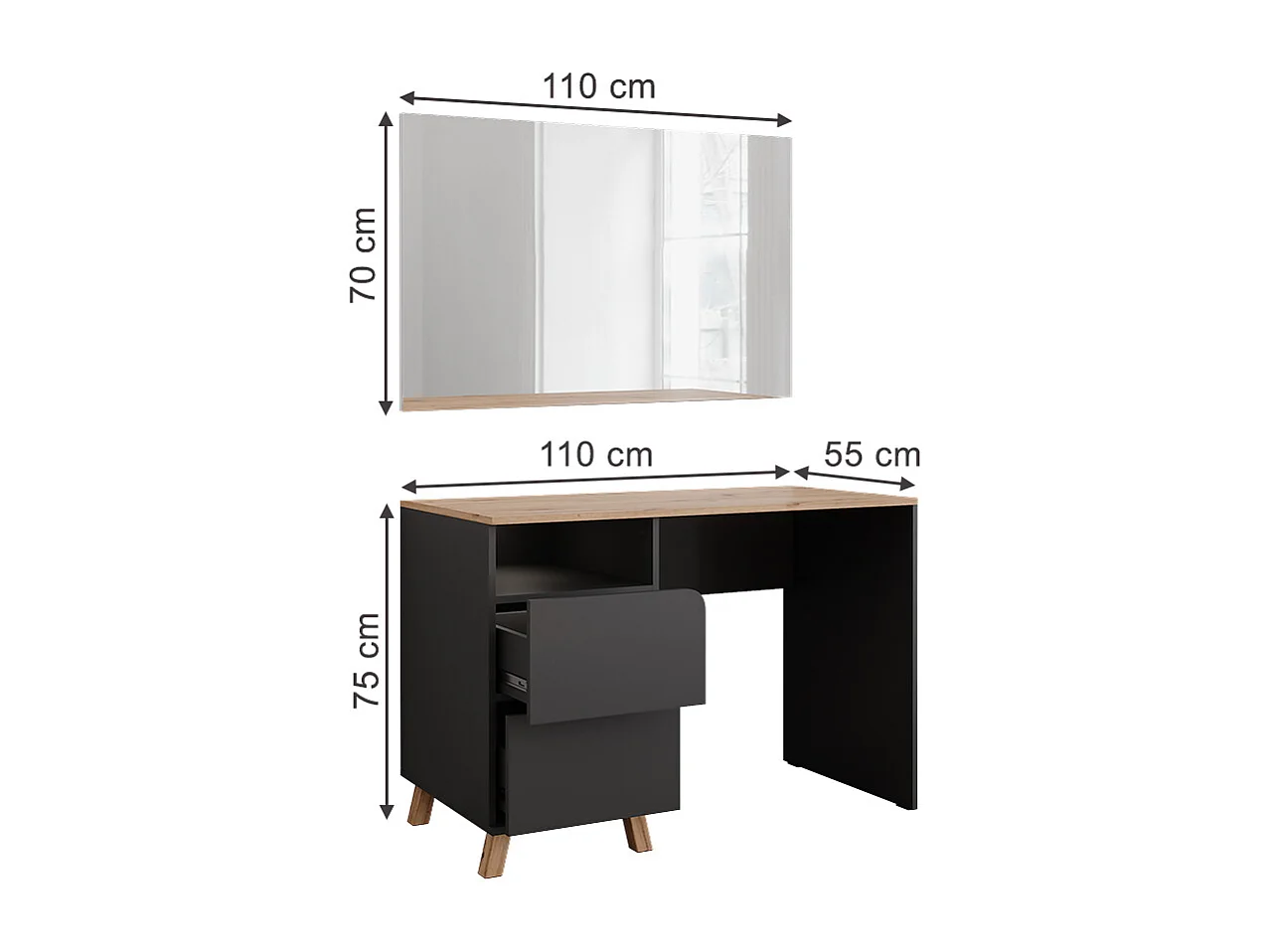 Vanity table anthracite/artisan 110x55x75 karen