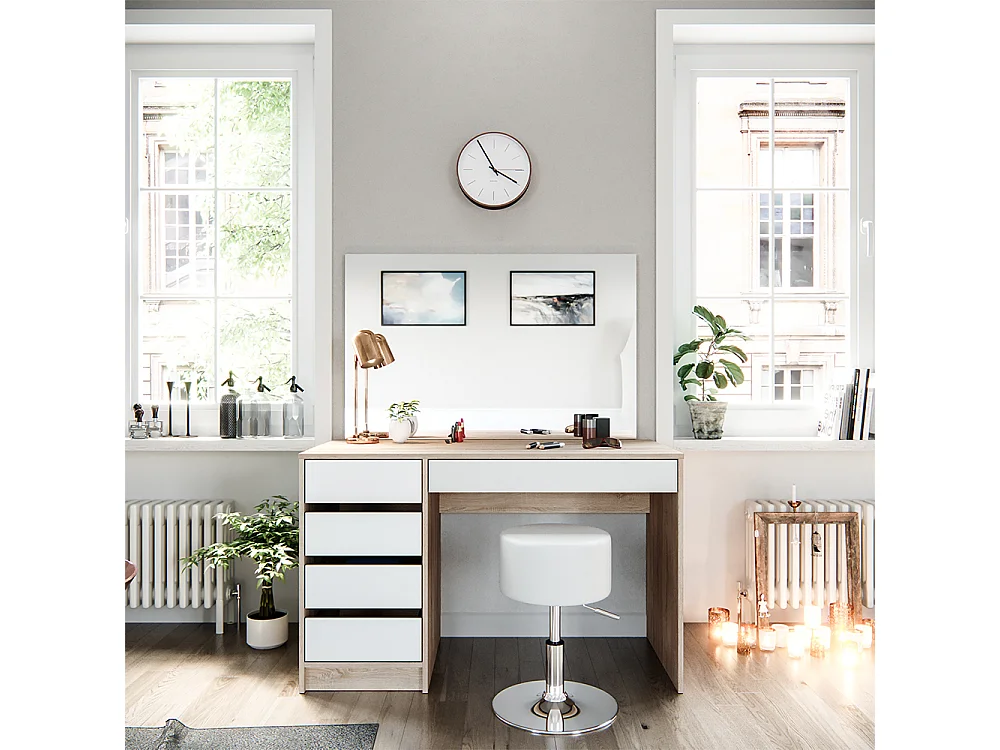 Coiffeuse blanc/sonoma 120x55x75 sherry