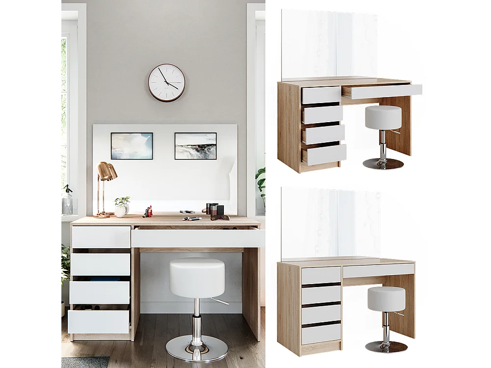 Coiffeuse blanc/sonoma 120x55x75 sherry