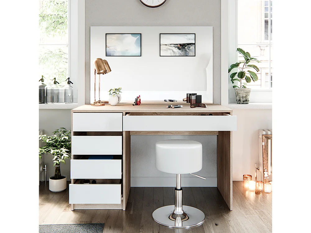 Coiffeuse blanc/sonoma 120x55x75 sherry