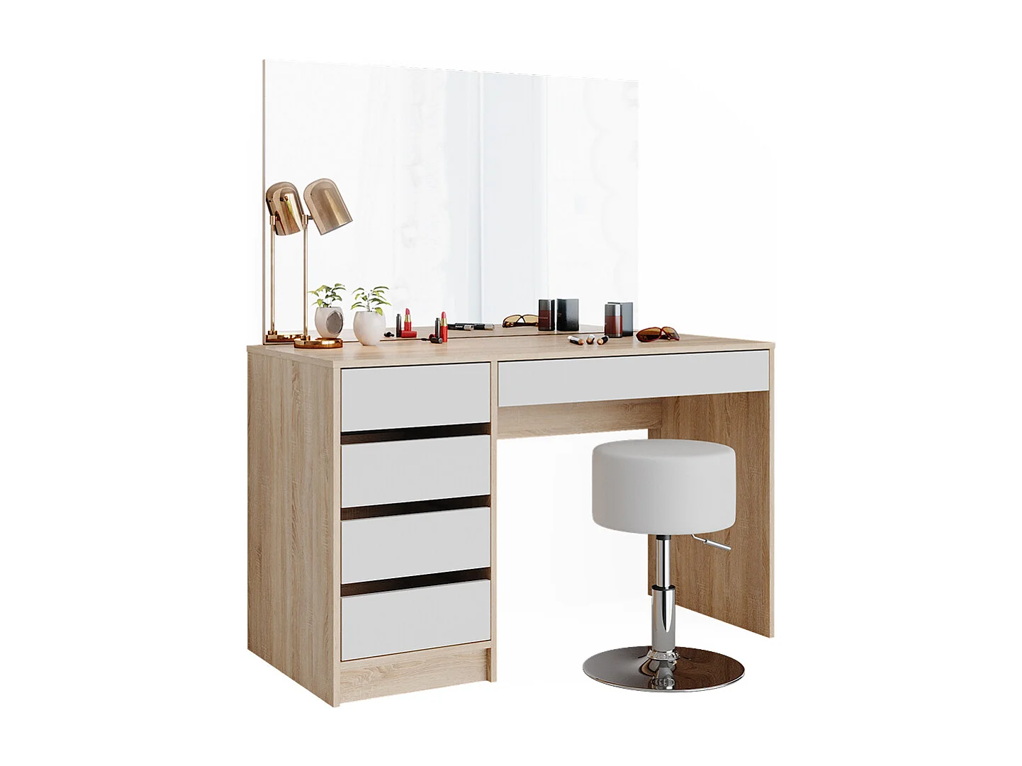 Vanity table white/sonoma 120x55x75 sherry