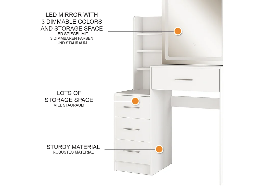 Tocador blanco 80x36x131.6 lisca