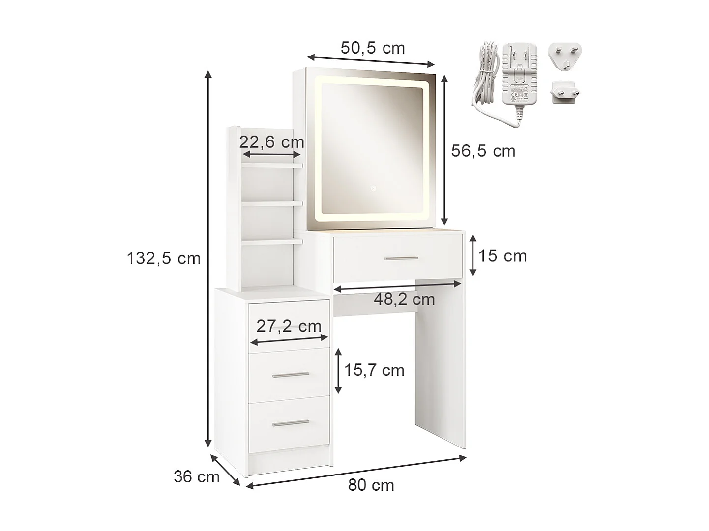 Coiffeuse blanc 80x36x131.6 lisca