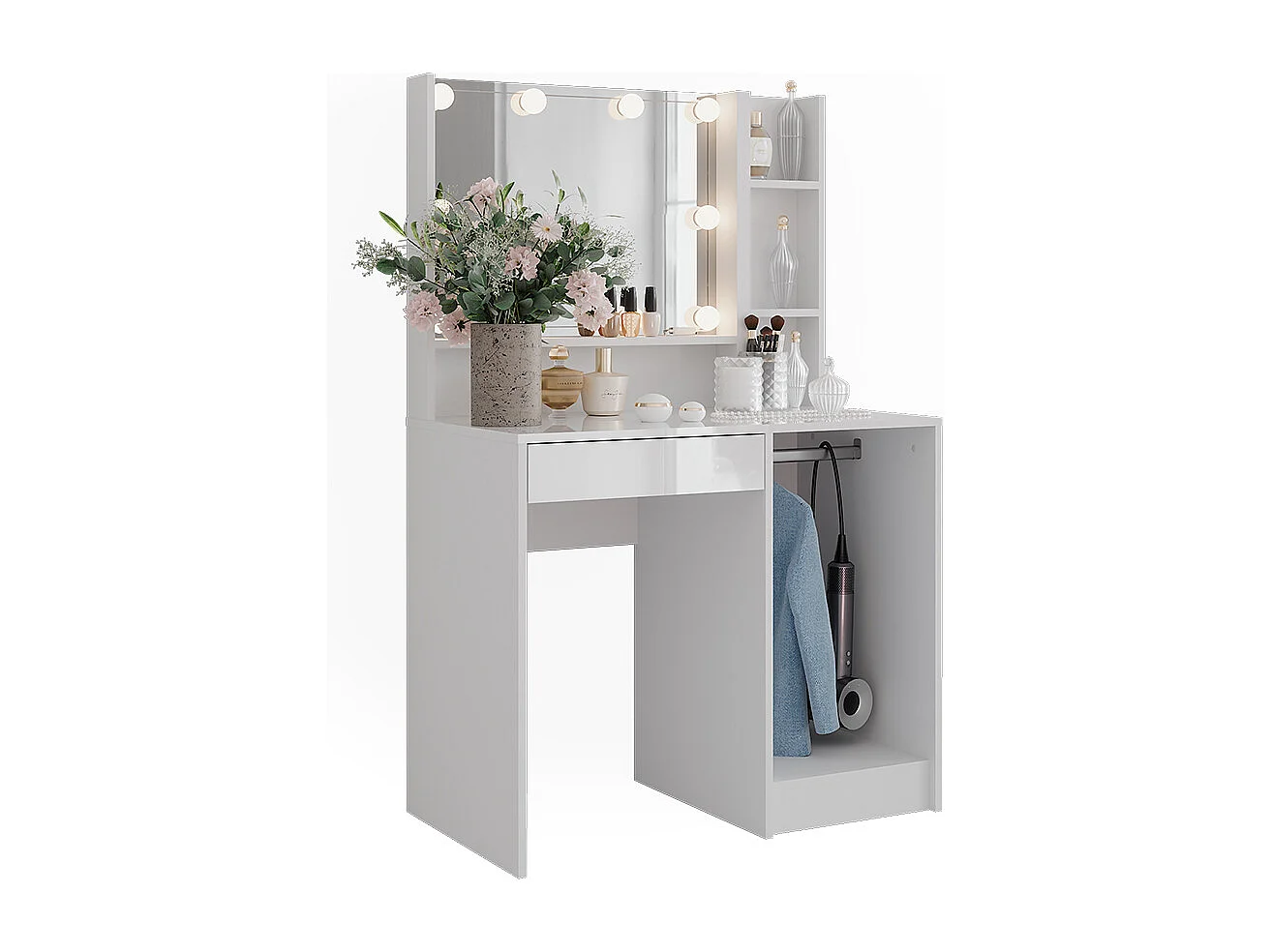 Kaptafel met licht wit/wit hoogglans 89.8x50.1x76 sherry