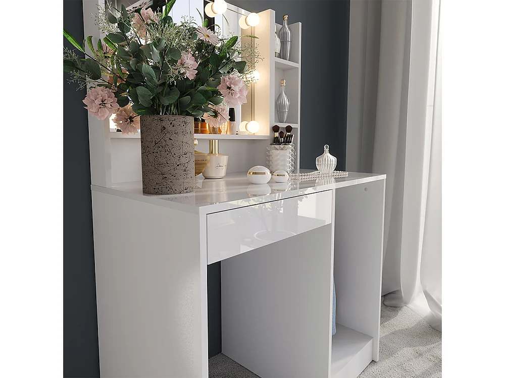 Vanity table white/white high gloss 89.8x50.1x76 sherry