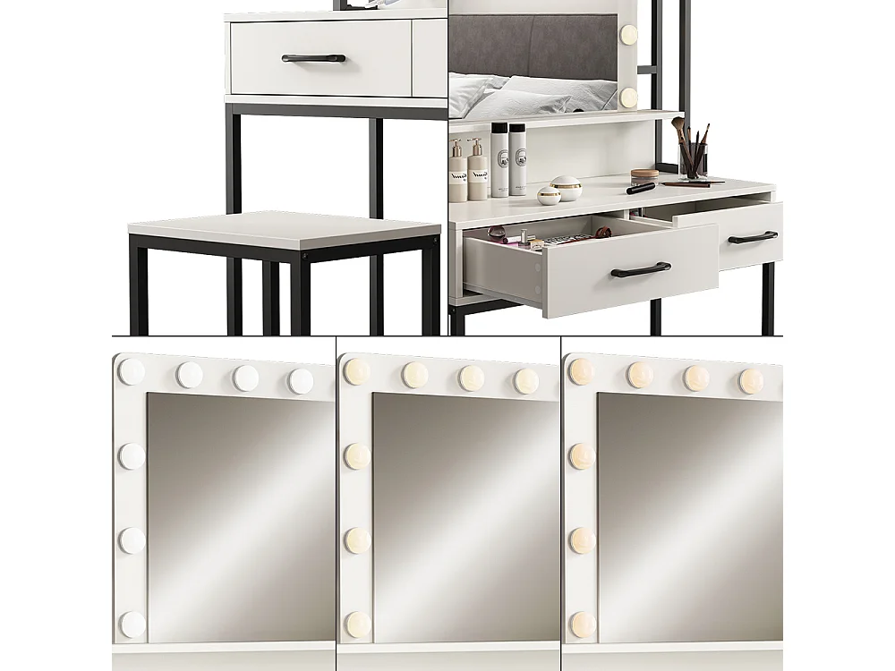 Coiffeuse blanc 90x40x146 luvia