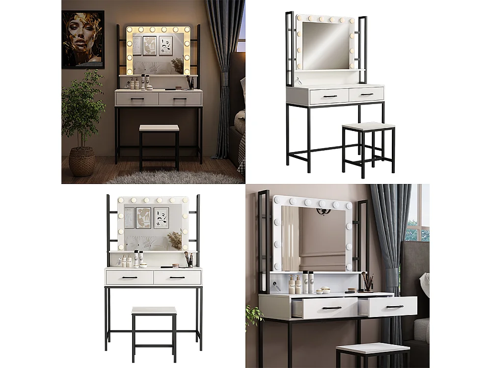 Coiffeuse blanc 90x40x146 luvia