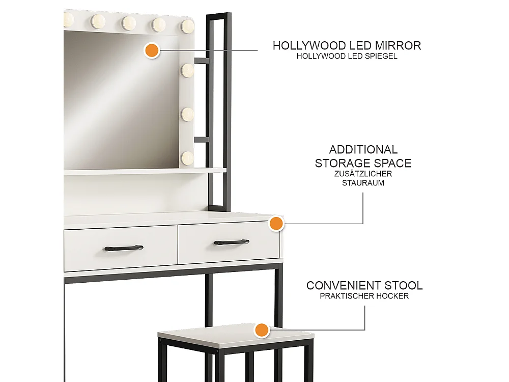 Coiffeuse blanc 90x40x146 luvia