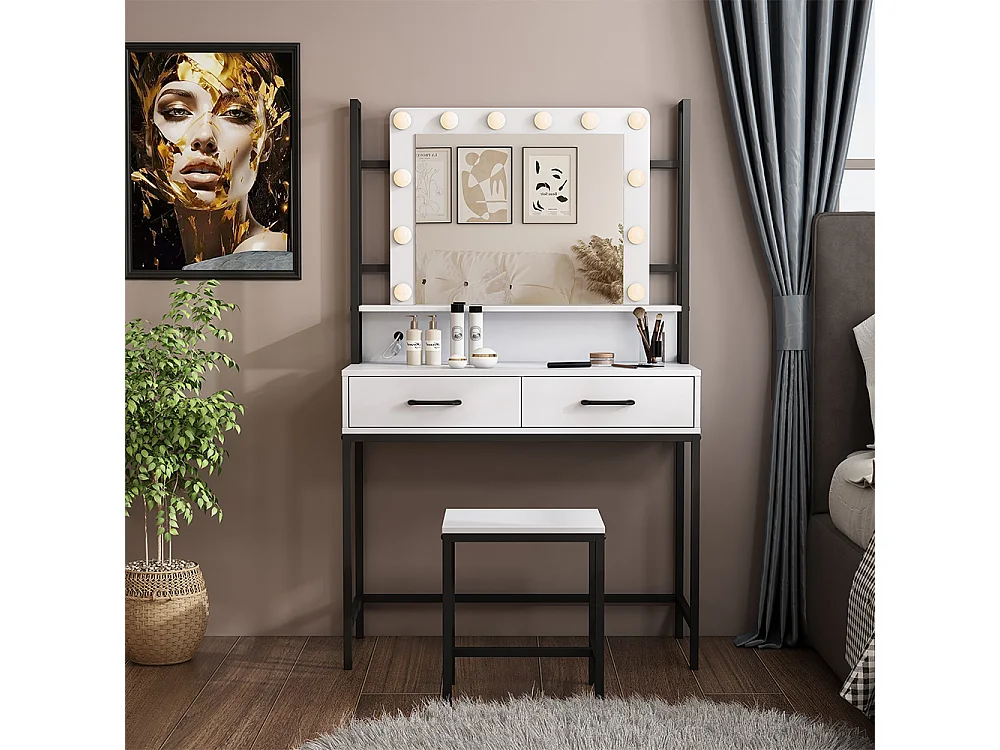 Coiffeuse blanc 90x40x146 luvia