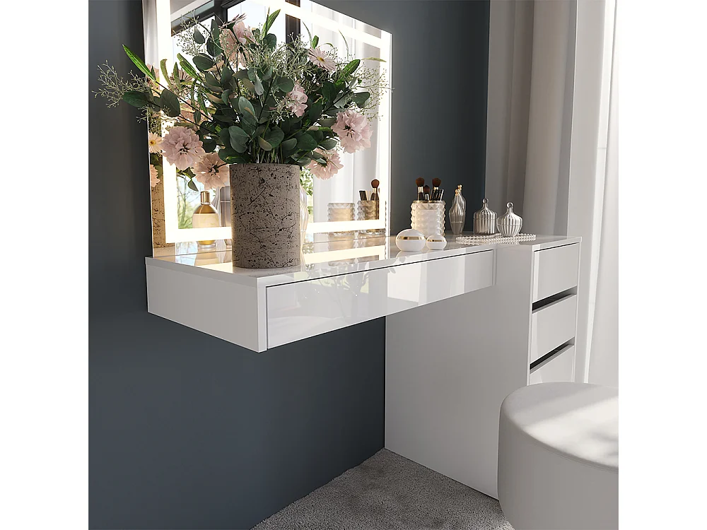 Coiffeuse blanc/blanc brillant 120x50.1x76 sherry