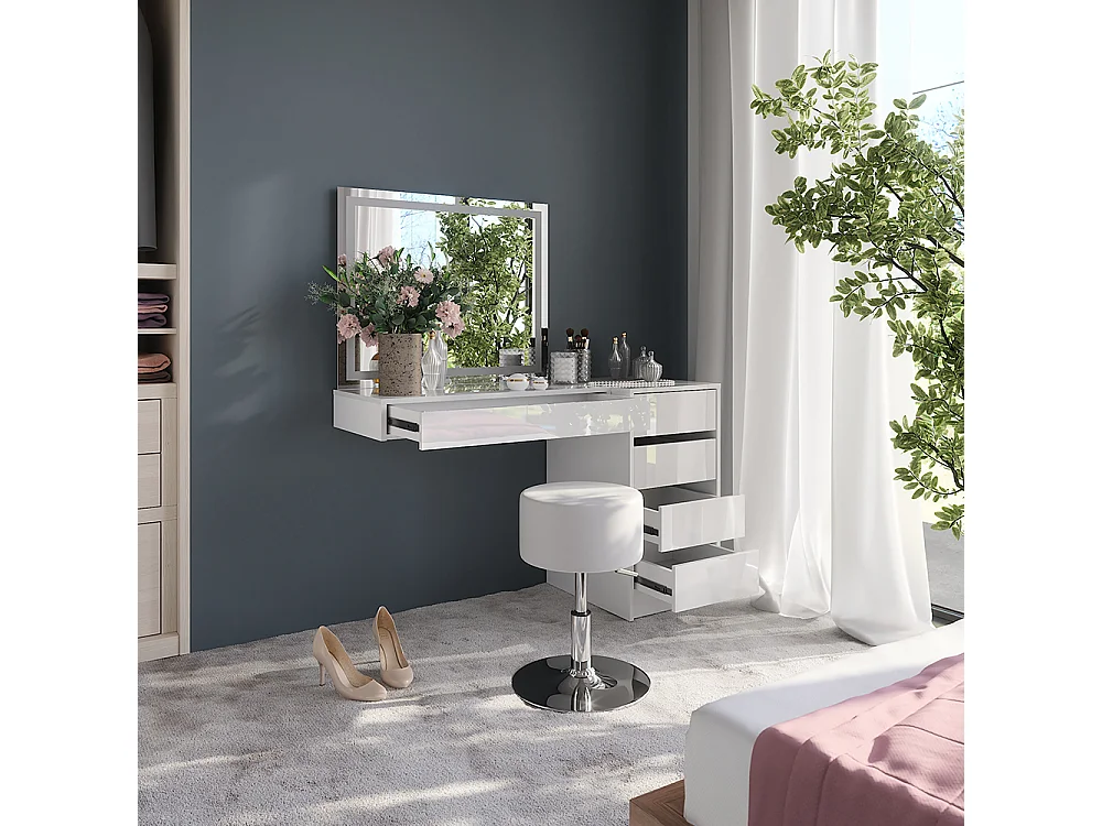 Coiffeuse blanc/blanc brillant 120x50.1x76 sherry