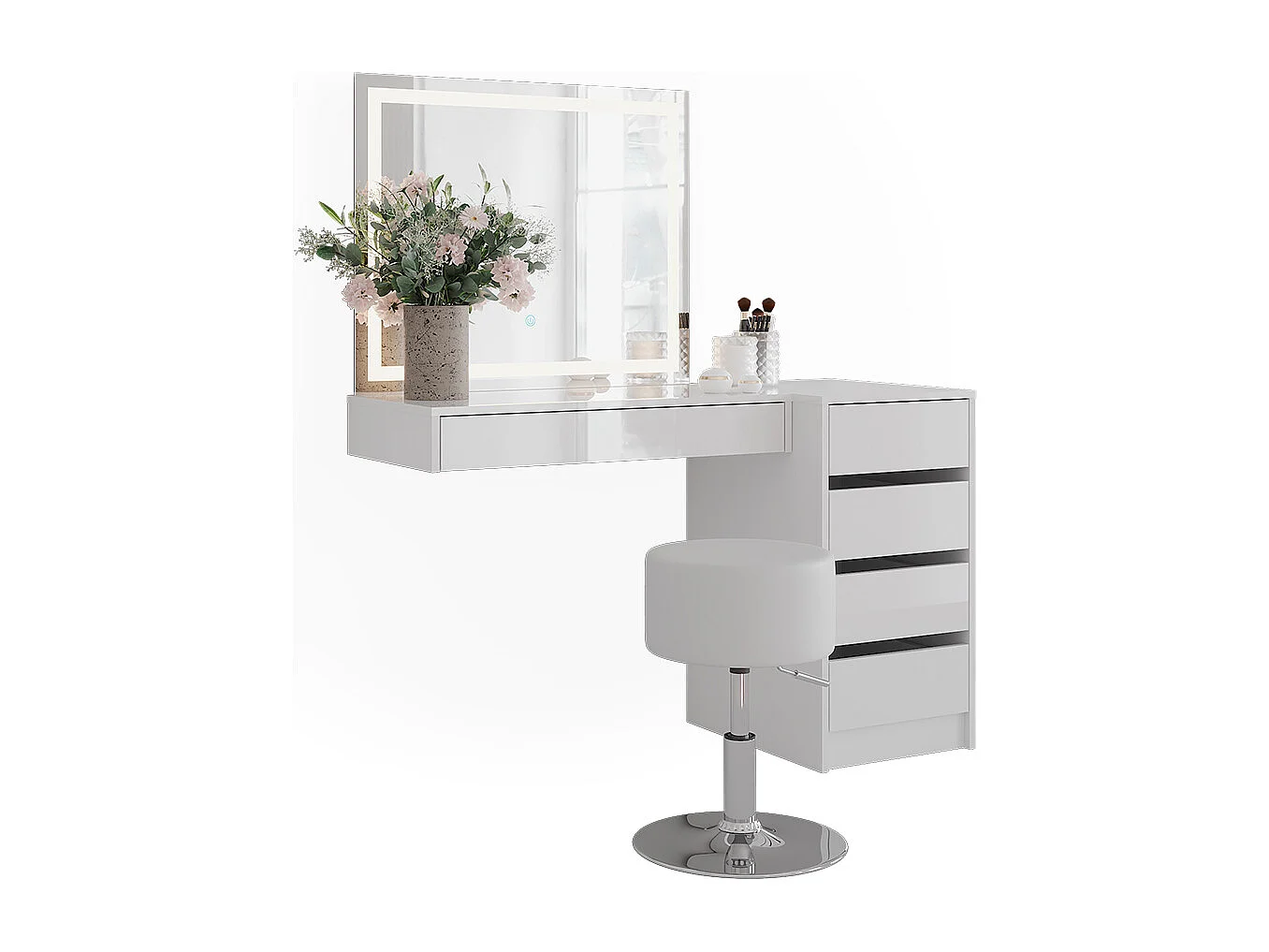 Coiffeuse blanc/blanc brillant 120x50.1x76 sherry