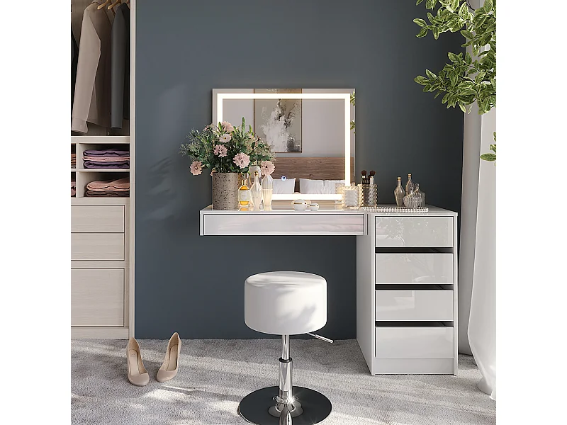 Coiffeuse blanc/blanc brillant 120x50.1x76 sherry