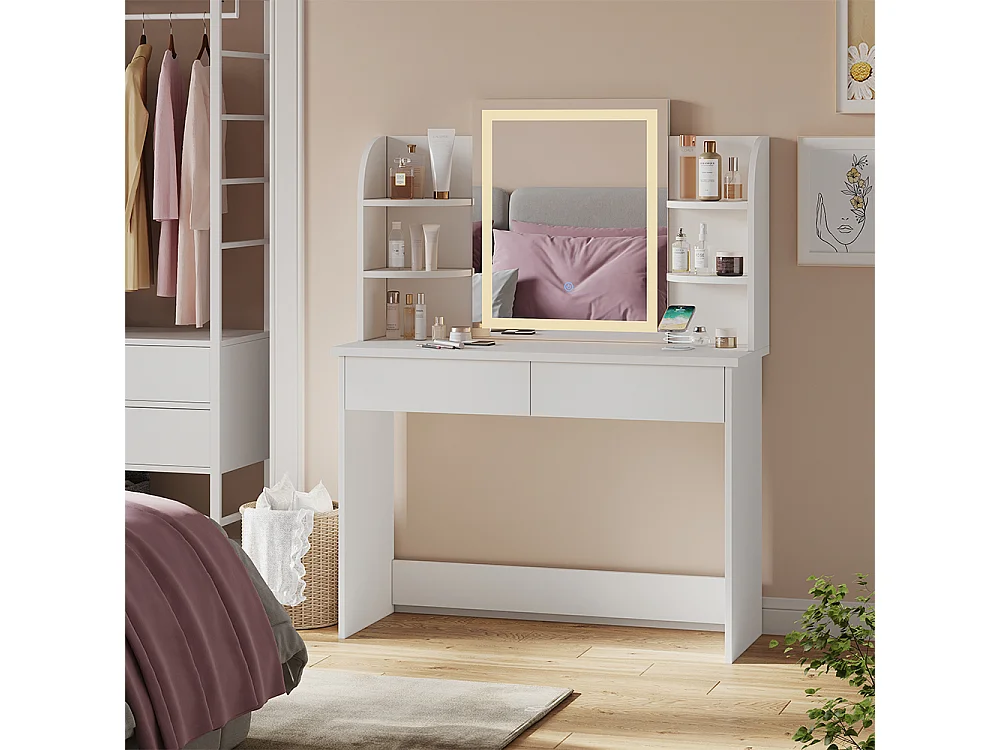 Coiffeuse blanc 106x40x142 charlotte