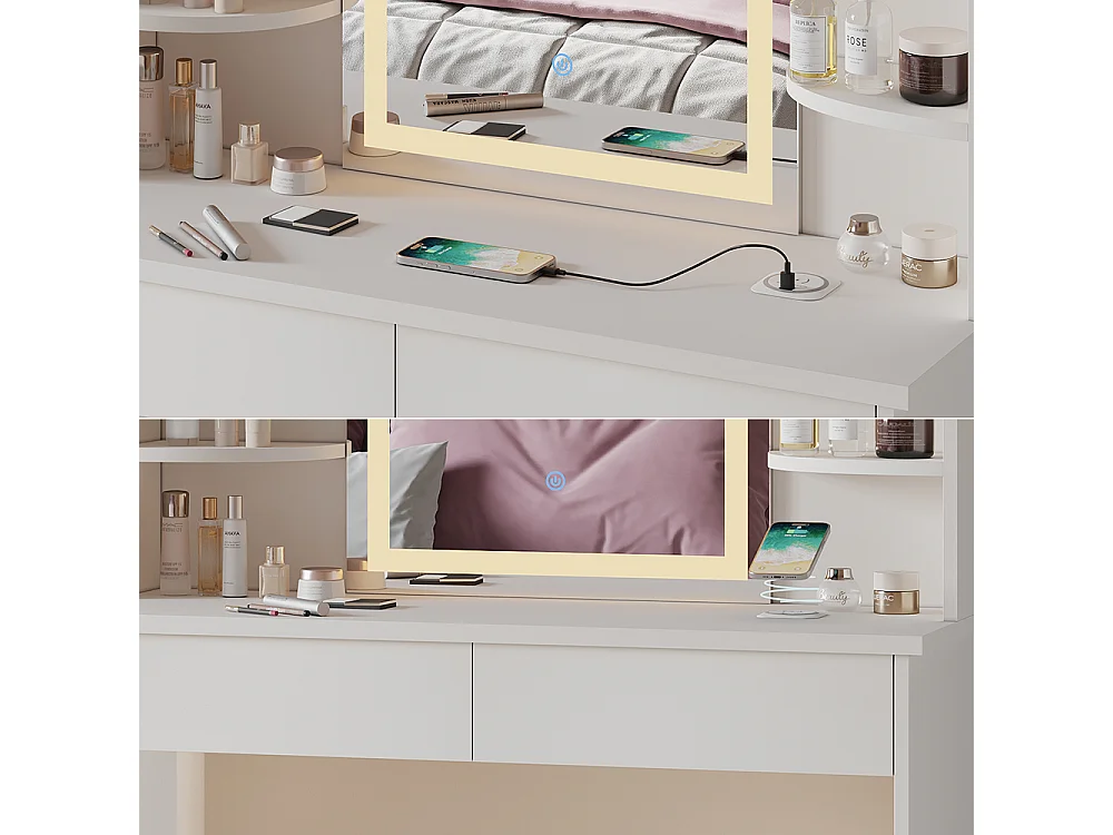 Coiffeuse blanc 106x40x142 charlotte