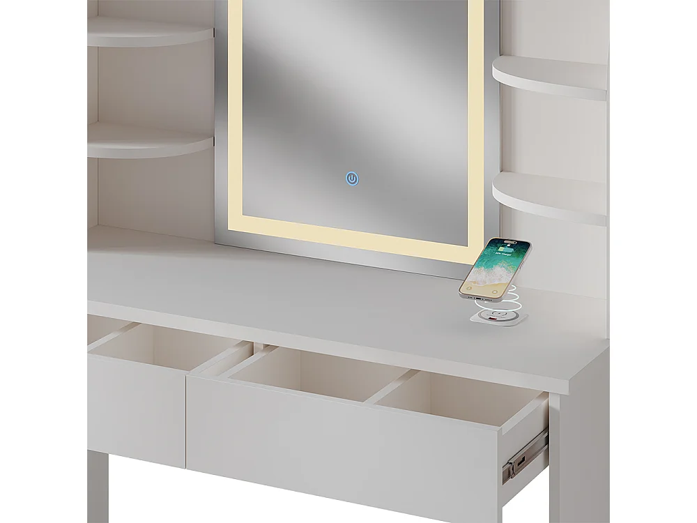 Coiffeuse blanc 106x40x142 charlotte