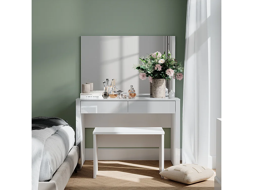 Coiffeuse blanc brillant/blanc 110x50x75.5 annabelle