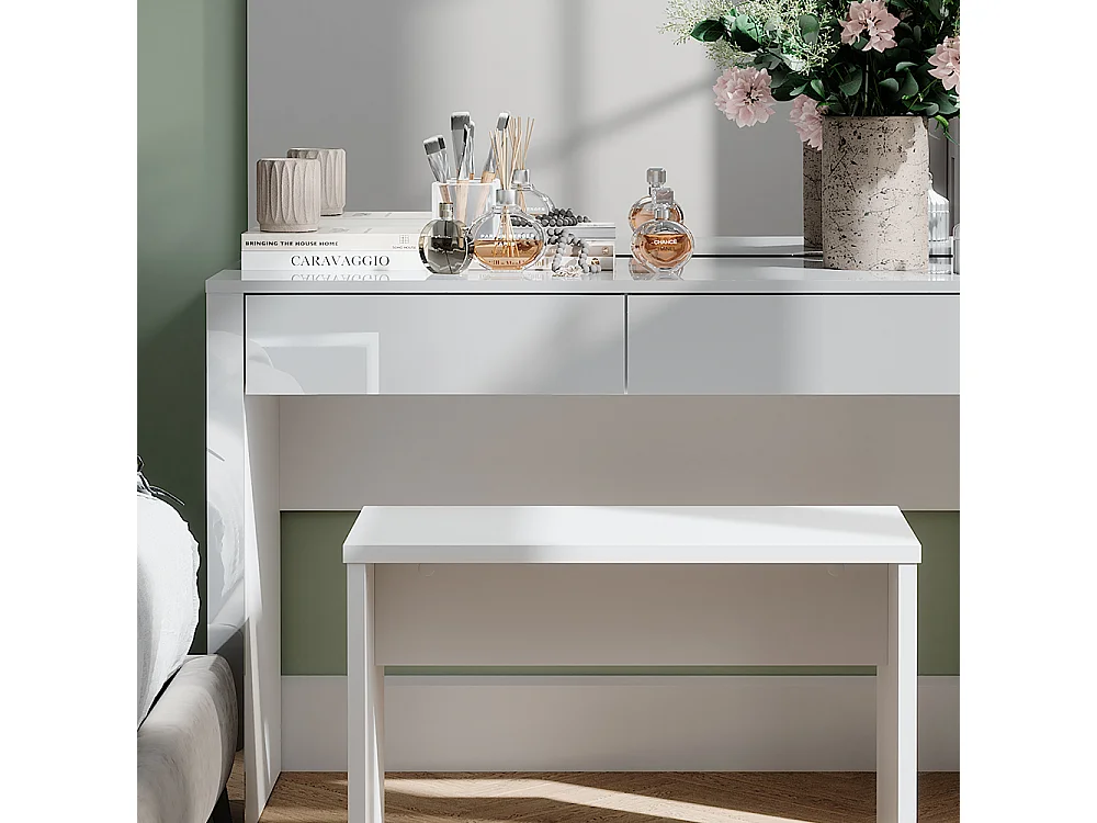 Coiffeuse blanc brillant/blanc 110x50x75.5 annabelle