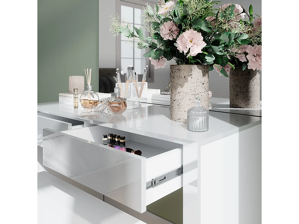 Coiffeuse blanc brillant/blanc 110x50x75.5 annabelle