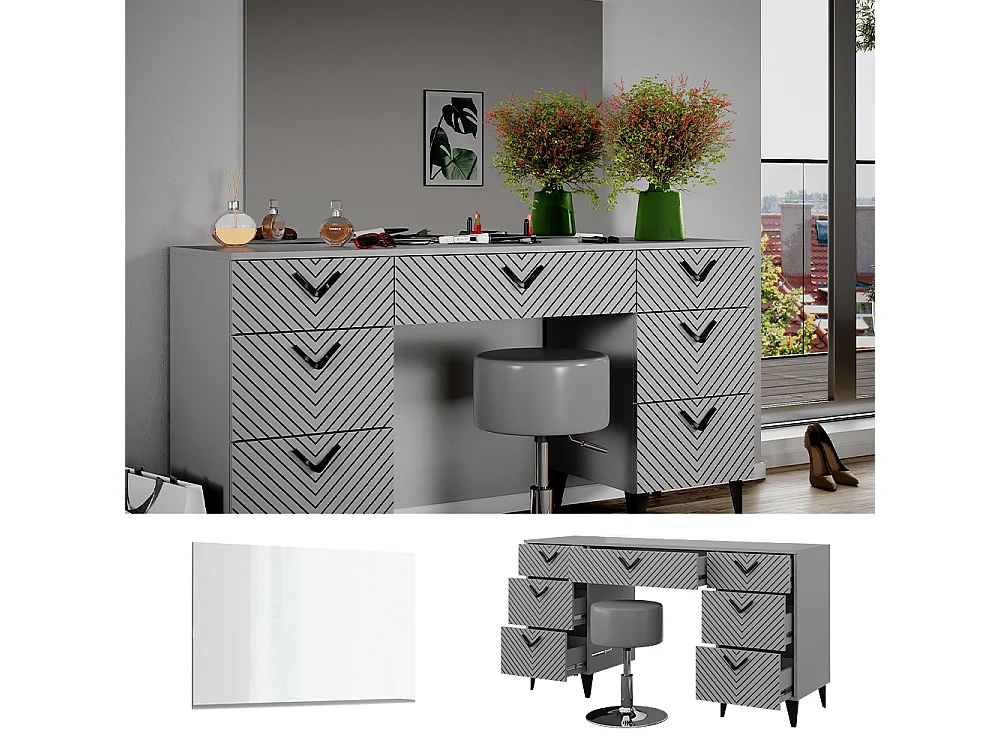 Coiffeuse gris 150x45x78.1 anett