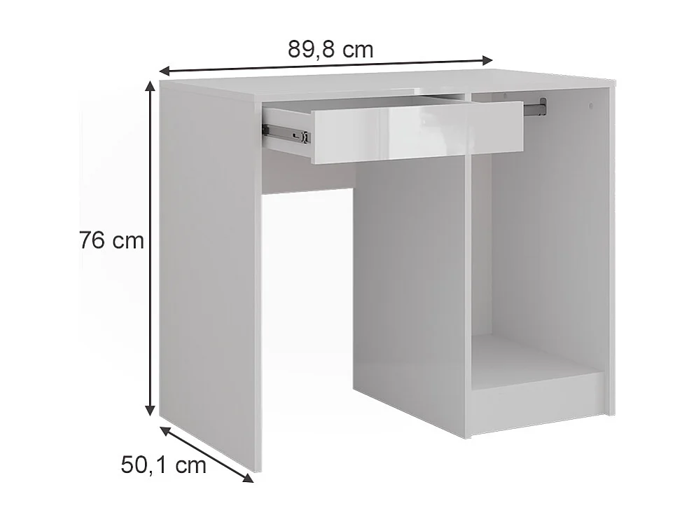 Schminktisch weiß/weiß hochglanz 89.8x50.1x76 sherry