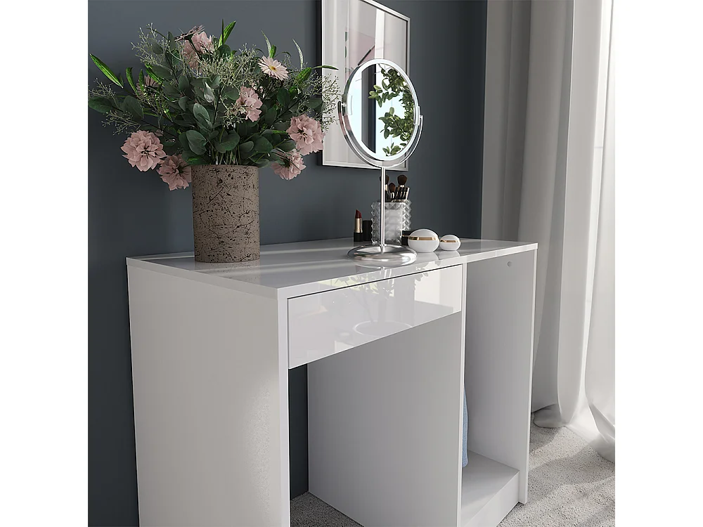Schminktisch weiß/weiß hochglanz 89.8x50.1x76 sherry