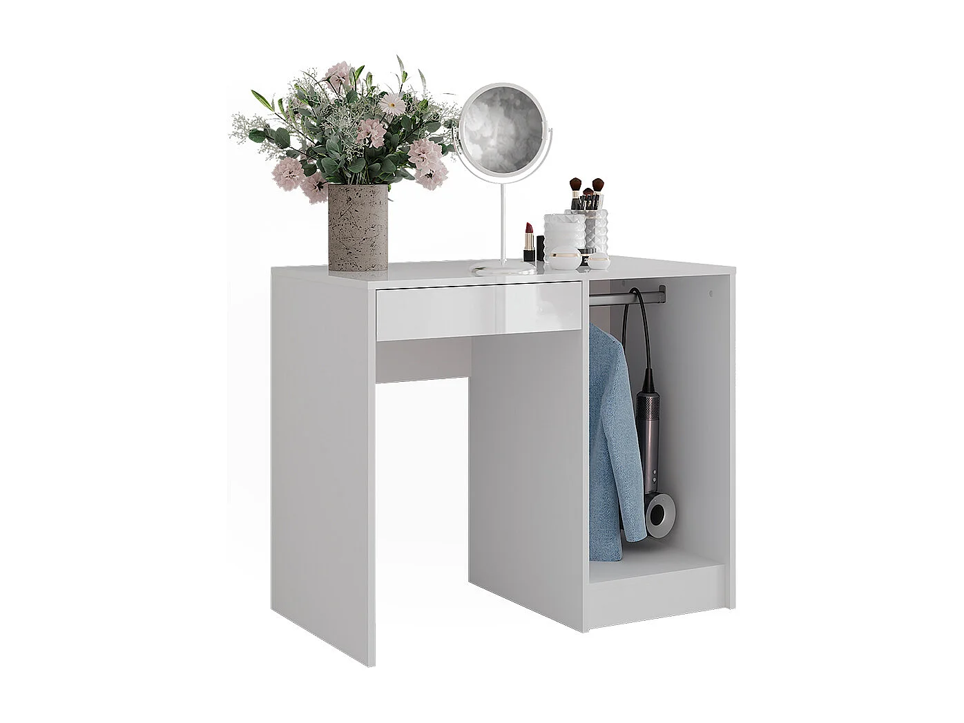 Schminktisch weiß/weiß hochglanz 89.8x50.1x76 sherry