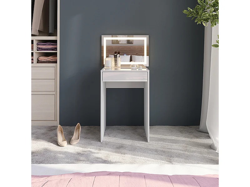 Schminktisch weiß/weiß hochglanz 51.4x50.1x76 sherry