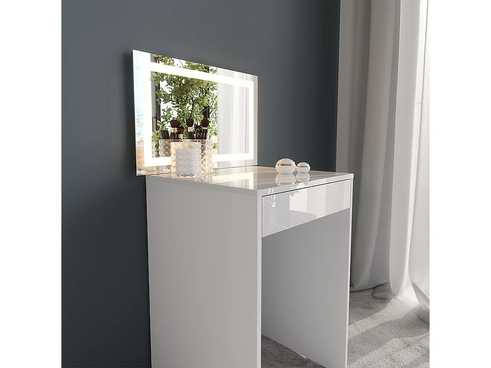 Schminktisch weiß/weiß hochglanz 51.4x50.1x76 sherry