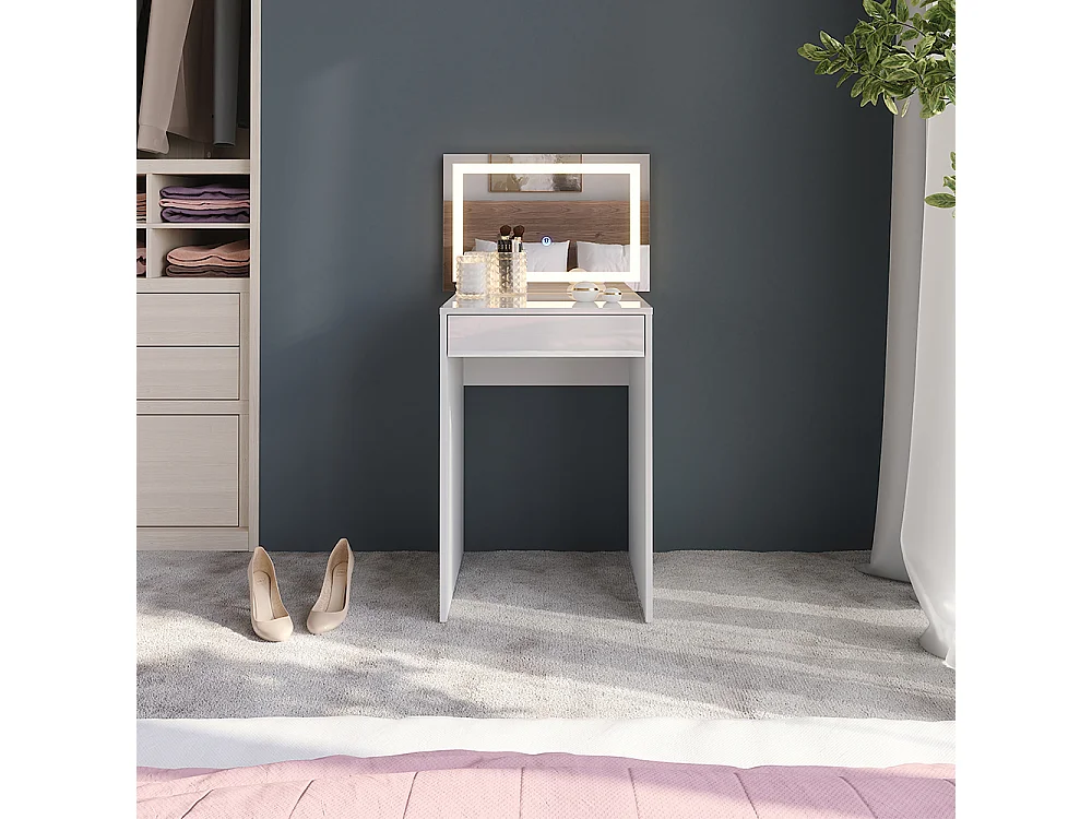 Coiffeuse blanc/blanc brillant 51.4x50.1x76 sherry