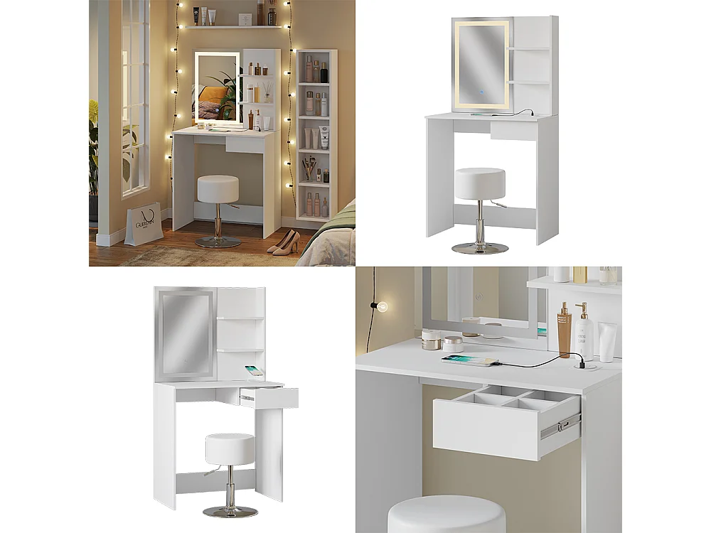 Tocador blanco 75x40x141.5 dekos