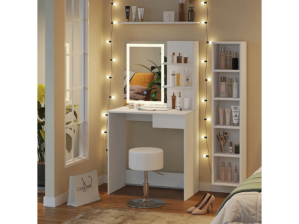 Coiffeuse blanc 75x40x141.5 dekos