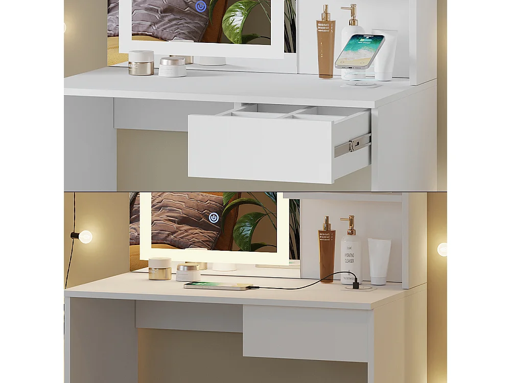 Coiffeuse blanc 75x40x141.5 dekos