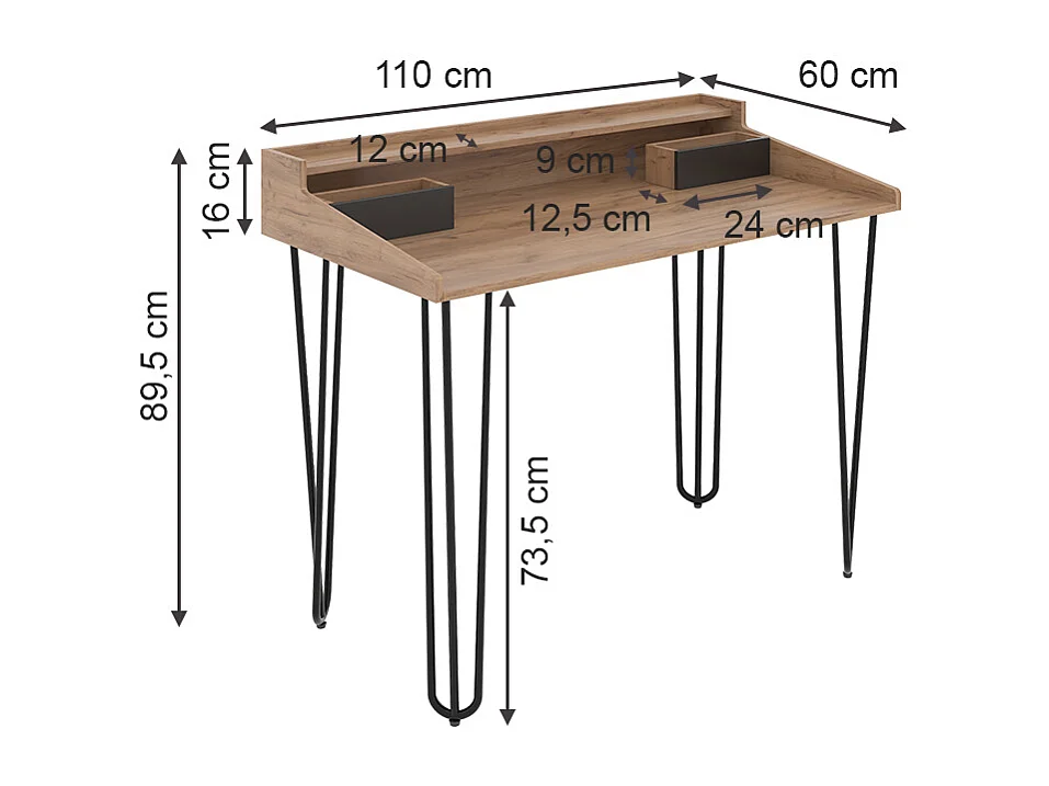 Tocador roble 110x60x89.5 sannar