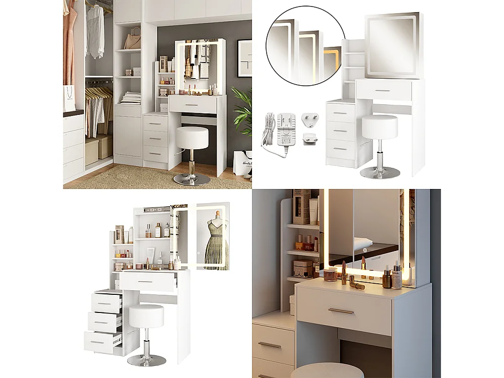 Coiffeuse blanc 80x36x131.6 lisca