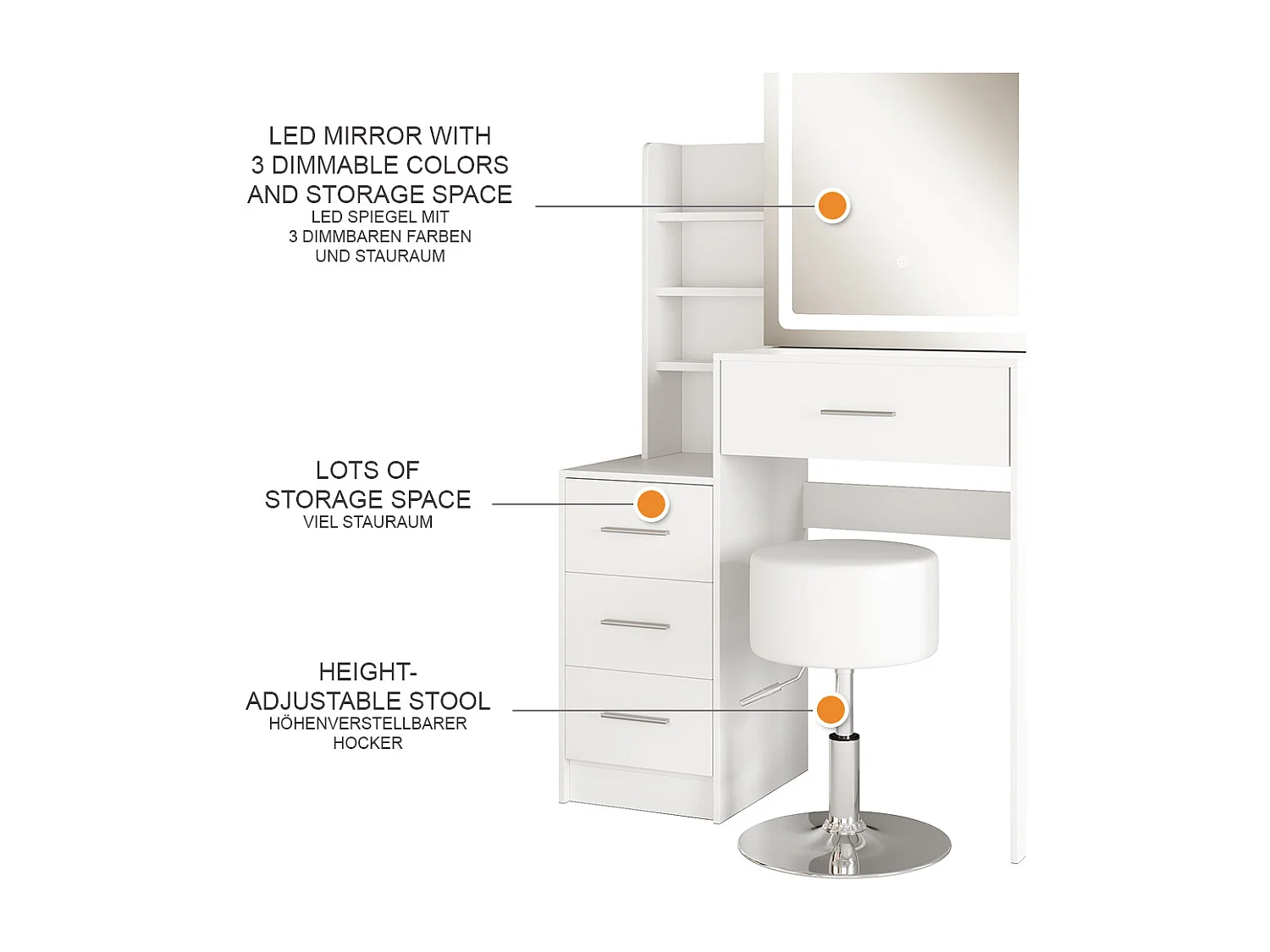 Coiffeuse blanc 80x36x131.6 lisca