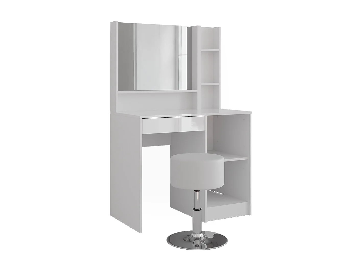 Sminkbord vit/vit högglans 89.8x50.1x76 sherry