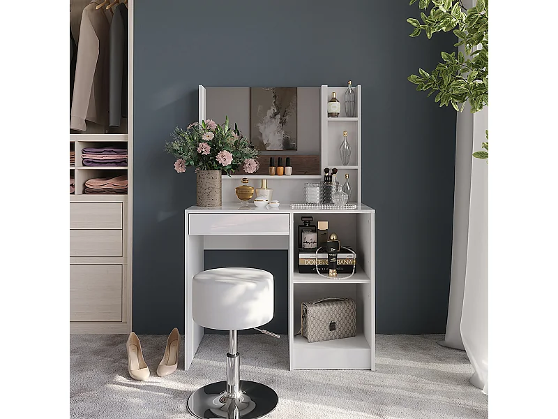 Kaptafel wit/wit hoogglans 89.8x50.1x76 sherry