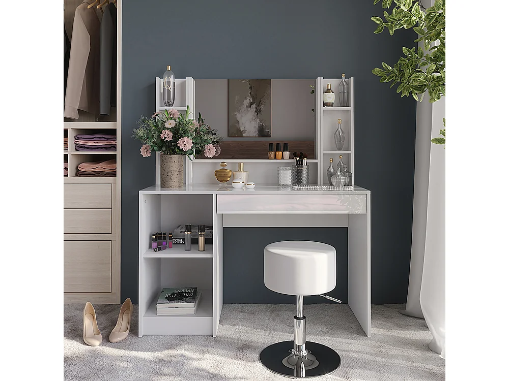 Vanity table white/white high gloss 119.8x50.1x76 sherry