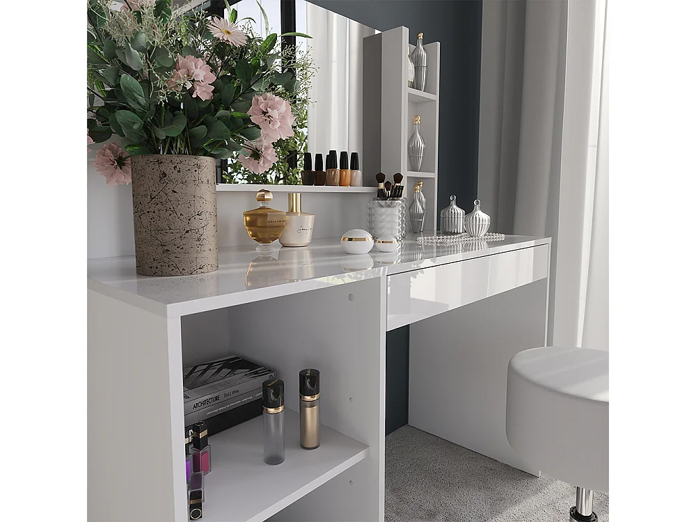 Vanity table white/white high gloss 119.8x50.1x76 sherry