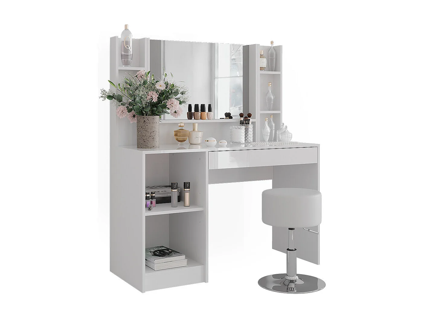 Vanity table white/white high gloss 119.8x50.1x76 sherry