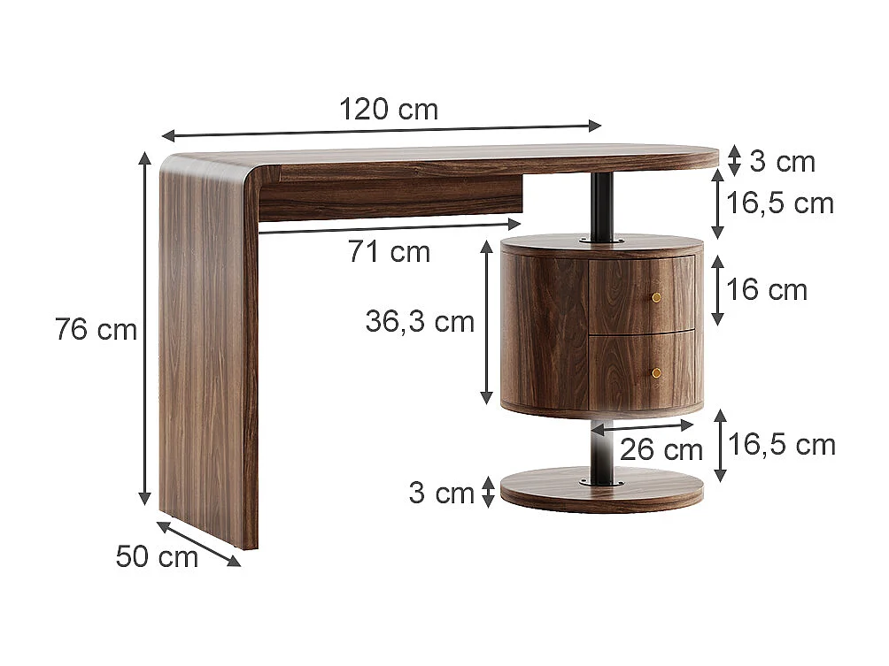 Dressing table rustic oak 120x50x76 lara