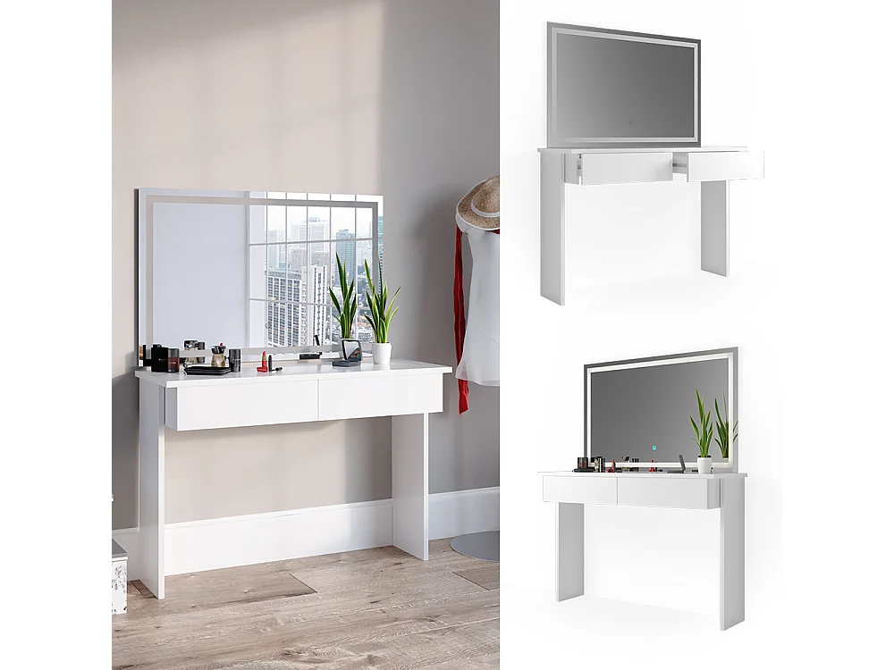 Coiffeuse blanc 120x40x83 azur