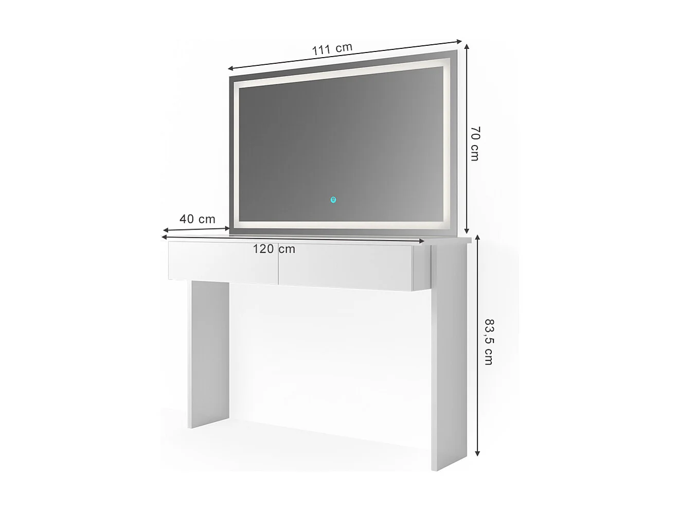 Tavolo da toeletta bianco 120x40x83 azur