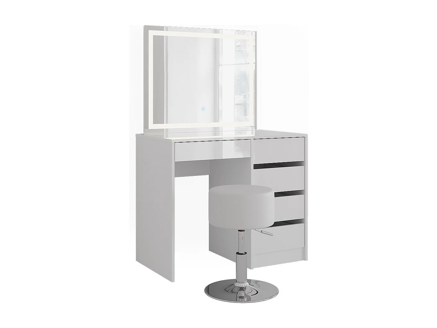 Kaptafel set met kruk wit/wit hoogglans 89.8x50.1x76 sherry