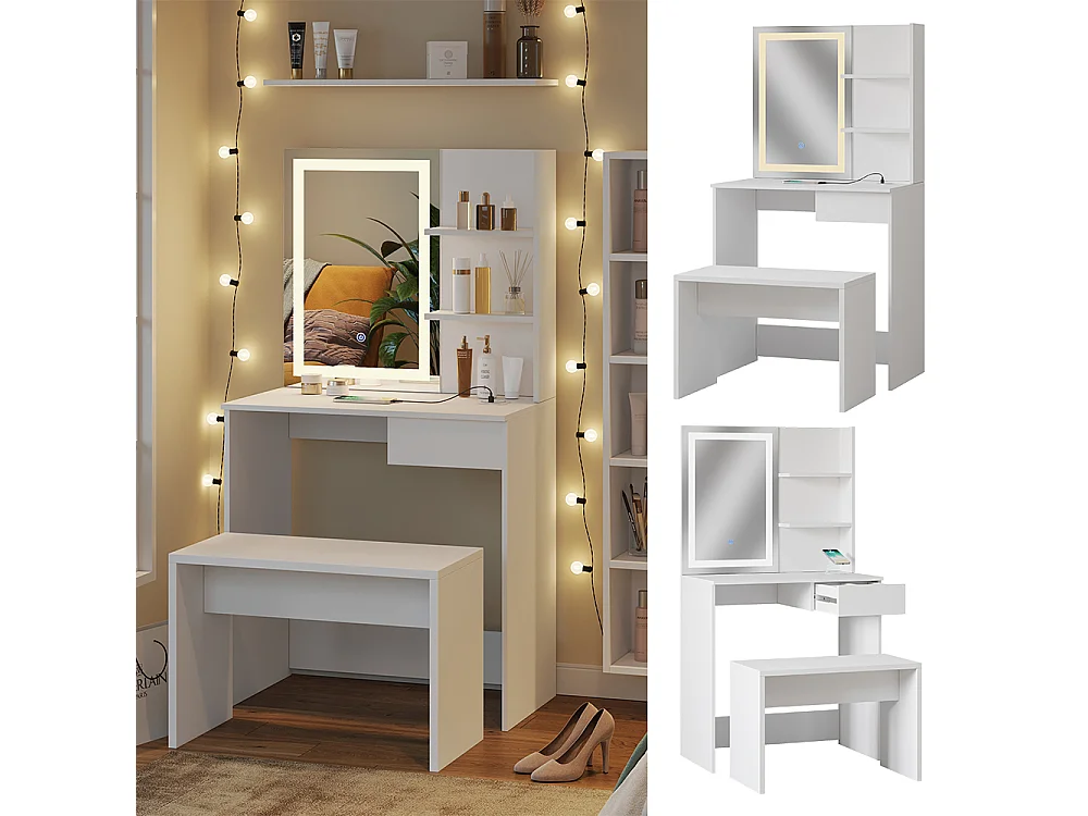 Tocador blanco 75x40x141.5 dekos