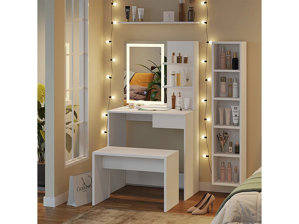 Coiffeuse blanc 75x40x141.5 dekos