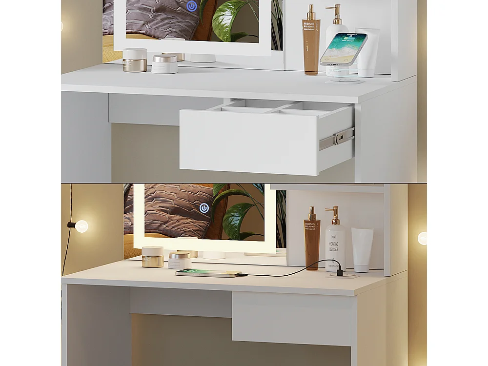 Coiffeuse blanc 75x40x141.5 dekos